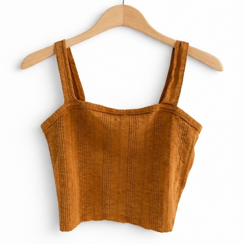 American Eagle Ribbed Crop Tank Top  Square Neck Fitted Women’s Medium